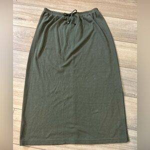 Vintage Knit Maxi Skirt Basic Comfort Soft Travel Beach Coastal Green 18/20